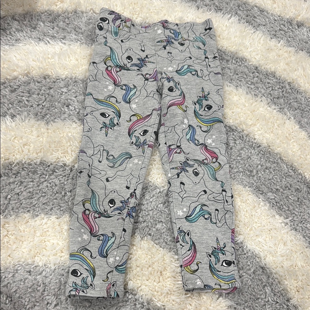 GUC H&M Unicorn Print Gray stretch pants with back pockets  3-4T
